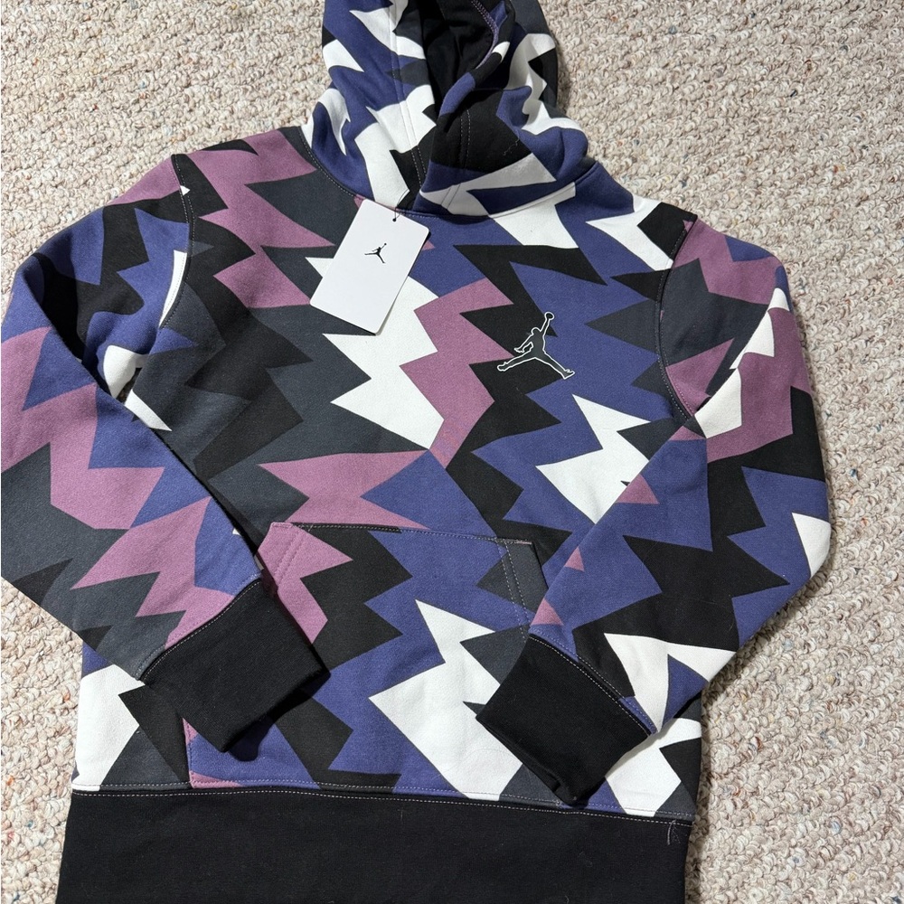 NWT boys youth Jordan hoodie size small purple geometric pattern $60 retail